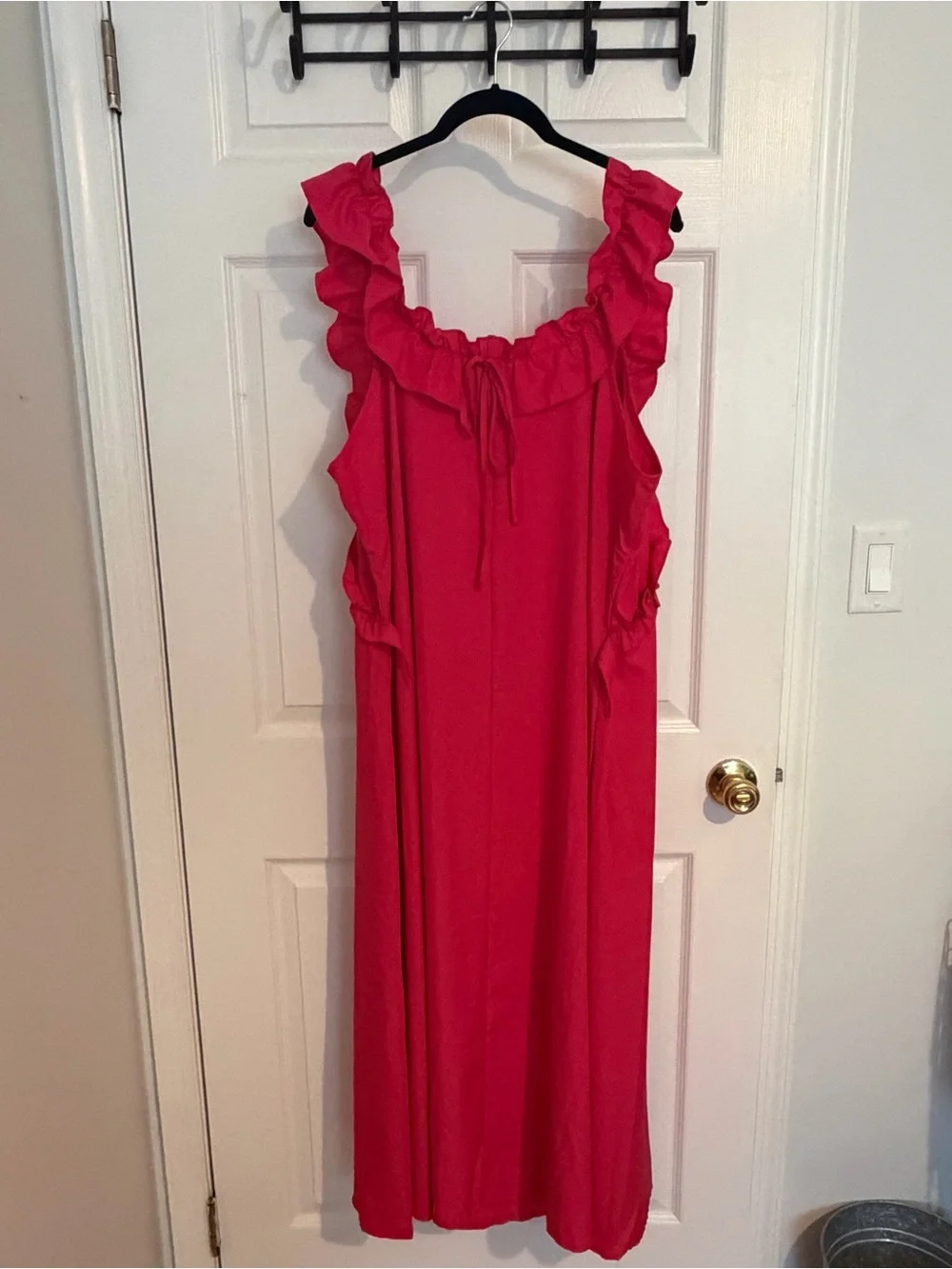 Fuchsia Ruffle-Shoulder Midi Dress - Picture 4 of 5